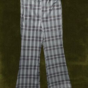 True Vintage 1970s Glen Plaid Knit Flare Pants //  Size 6/8